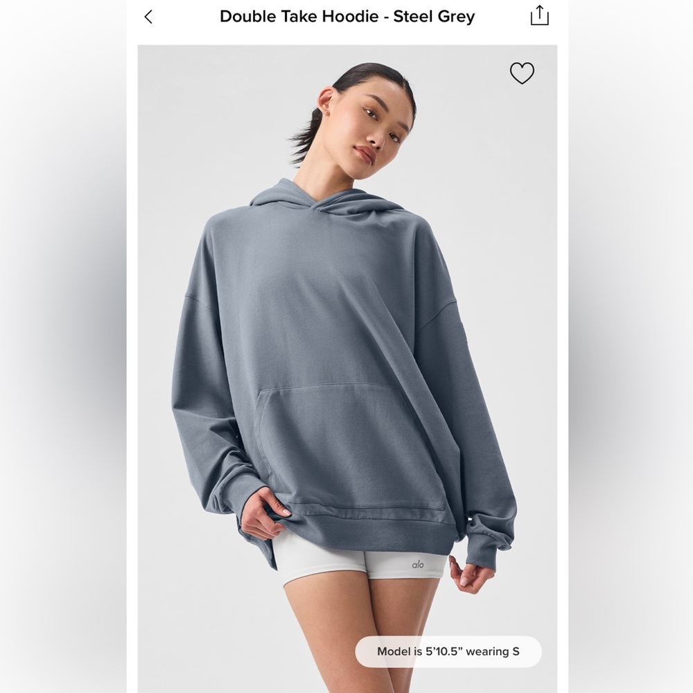 ALO Yoga Double Take Hoodie in Steel Grey Size Small